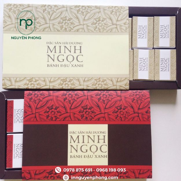 in hộp bánh đậu xanh dạng rút tiện lợi